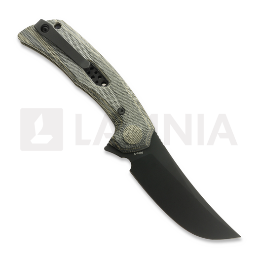 Reate PL-7 sulankstomas peilis, Green/Black Micarta, Black PVD