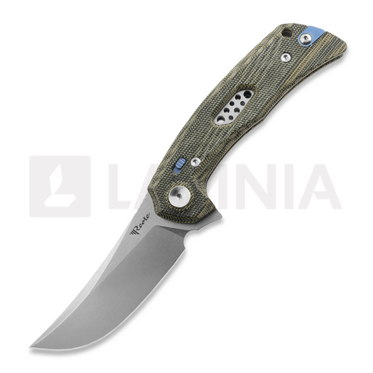 Reate PL-7 접이식 나이프, Green/Black Micarta, Satin