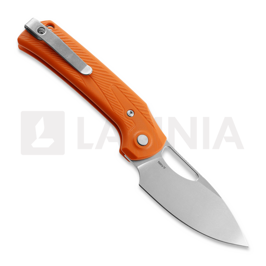 Reate PL-XE sulankstomas peilis, Orange G-10, Stonewashed