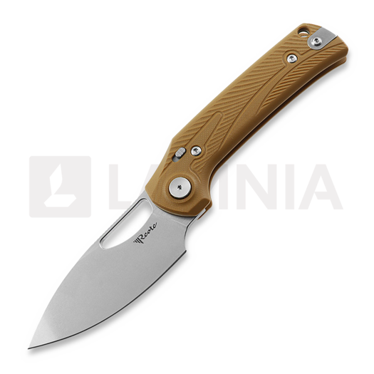 Reate PL-XE 접이식 나이프, Tan G-10, Stonewashed