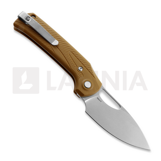 Zav&iacute;rac&iacute; nůž Reate PL-XE, Tan G-10, Stonewashed