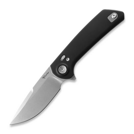 Reate PL-XF Black Aluminum kääntöveitsi, Satin/Stonewash