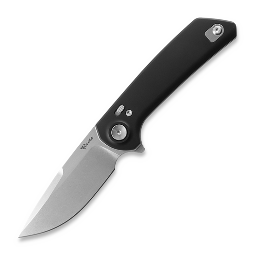 Reate PL-XF Black Aluminum Taschenmesser, Satin/Stonewash