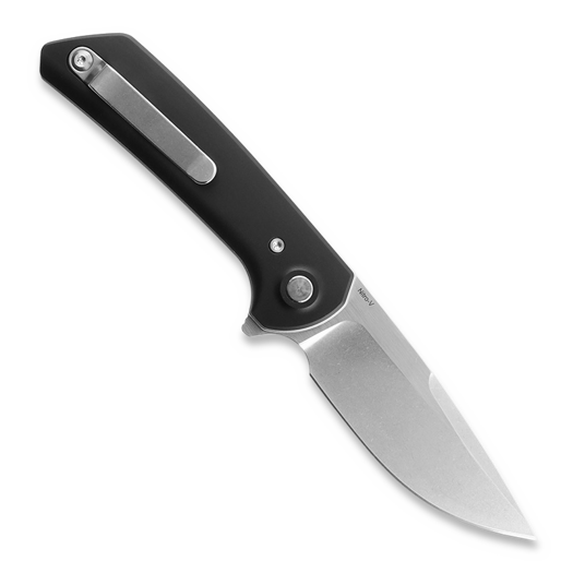 Reate PL-XF Black Aluminum sulankstomas peilis, Satin/Stonewash