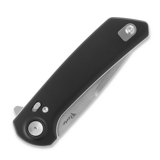 Reate PL-XF Black Aluminum sulankstomas peilis, Satin/Stonewash