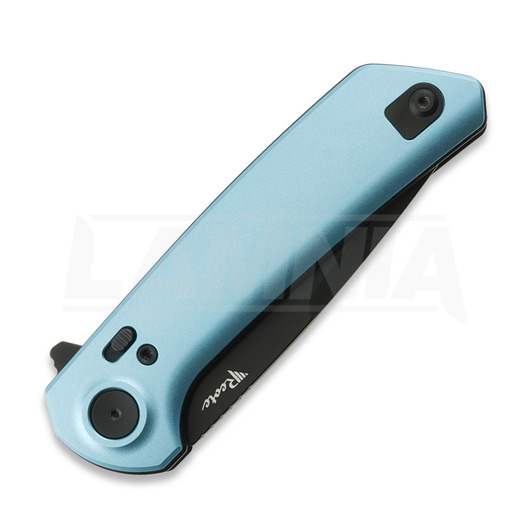 Reate PL-XF Blue Aluminum kääntöveitsi, Black PVD