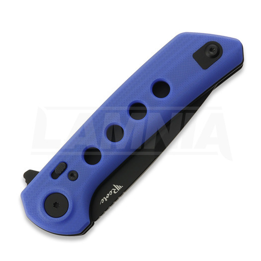 Reate PL-XF Blue G-10 kääntöveitsi, Black PVD
