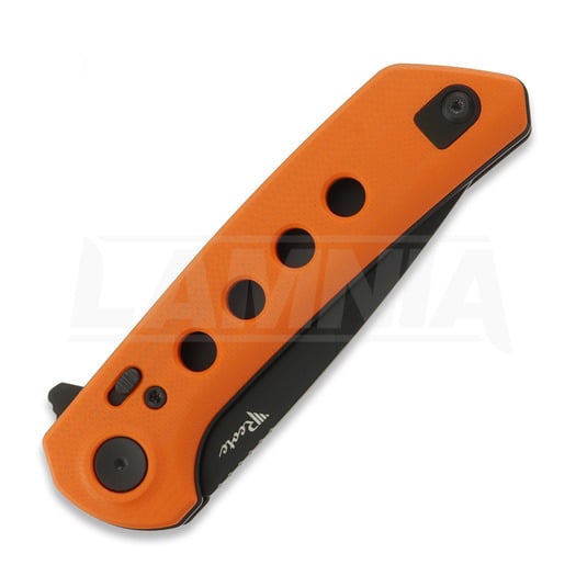 Reate PL-XF Orange G-10 sulankstomas peilis, Black PVD