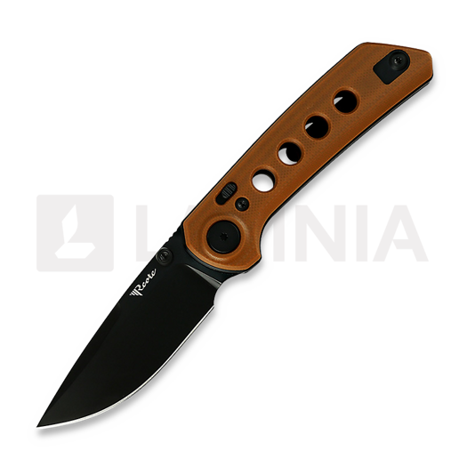 Reate PL-XT Black PVD folding knife, tan G10