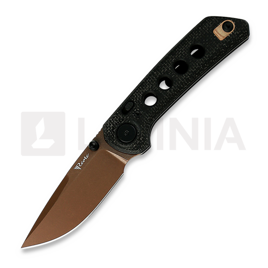 Reate PL-XT Copper PVD 접이식 나이프, black micarta