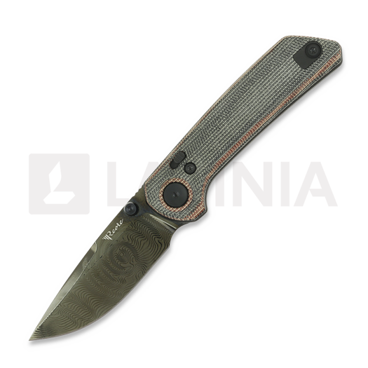 Reate PL-XT Damascus Taschenmesser, Red/Black Micarta