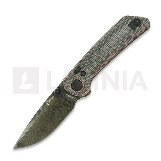 Reate PL-XT Damascus vouwmes, Red/Black Micarta