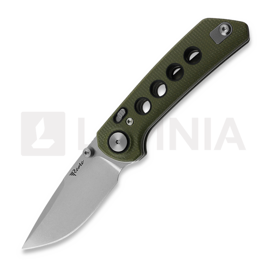 Reate PL-XT Stonewashed 접이식 나이프, green micarta