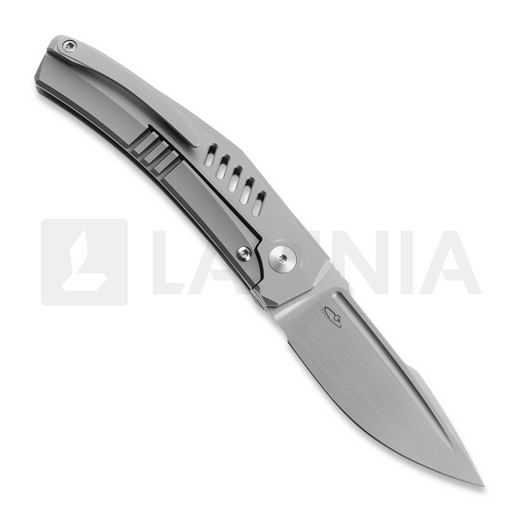 Reate Small Krypton sulankstomas peilis, Bead Blast Titanium, Hand Rubbed