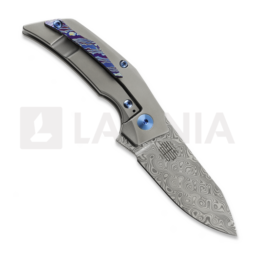 Reate T2500 Damasteel sulankstomas peilis, Titanium & Mokuti