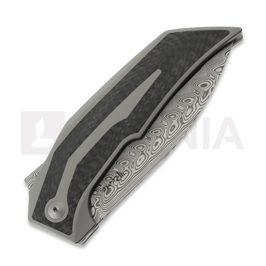Reate T4000 Damasteel folding knife, Gray Titanium & Carbon Fiber