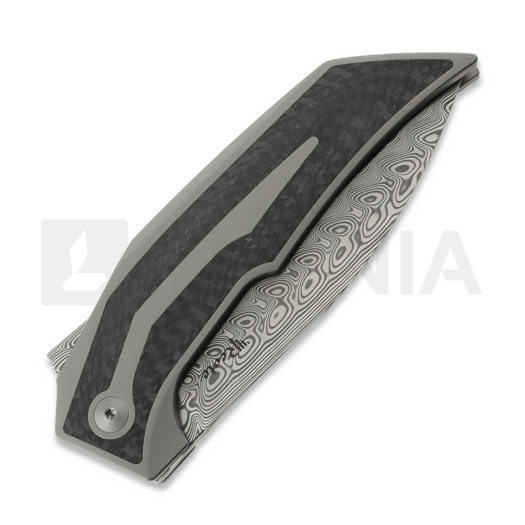 Reate T4000 Damasteel folding knife, Gray Titanium & Carbon Fiber