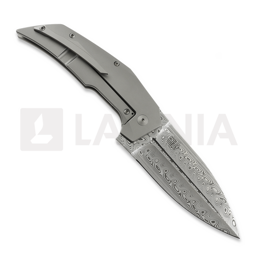 Reate T4000 Damasteel kääntöveitsi, Gray Titanium & Marble Carbon Fiber