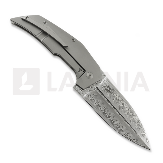 Reate T4000 Damasteel kääntöveitsi, Gray Titanium & Marble Carbon Fiber