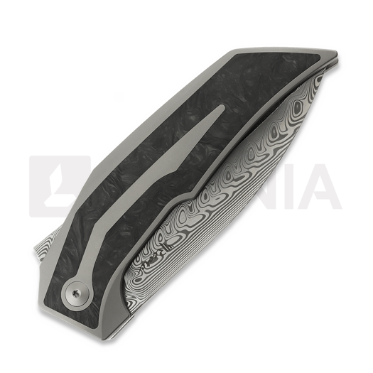 Reate T4000 Damasteel kääntöveitsi, Gray Titanium & Marble Carbon Fiber