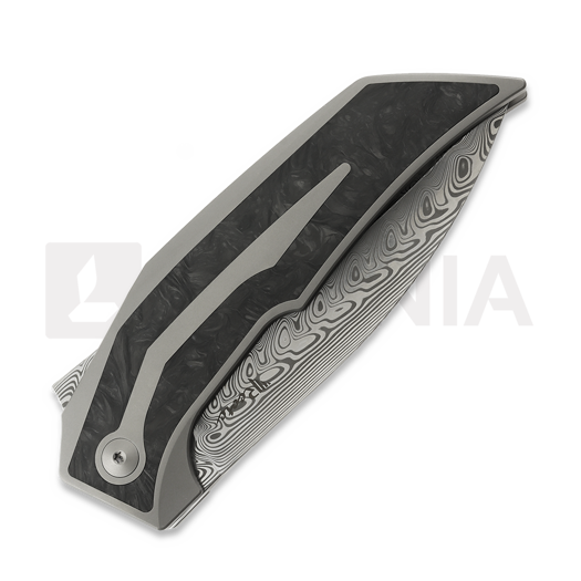 Reate T4000 Damasteel kääntöveitsi, Gray Titanium & Marble Carbon Fiber