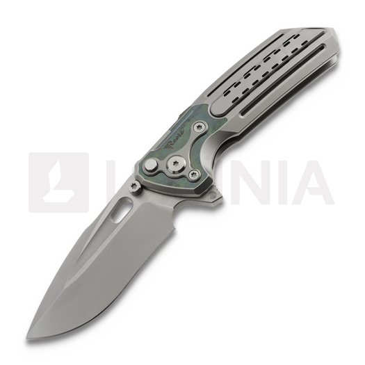 Reate T600 Bead Blast Ti & Green Zirconium/BB kääntöveitsi, Frosted Satin