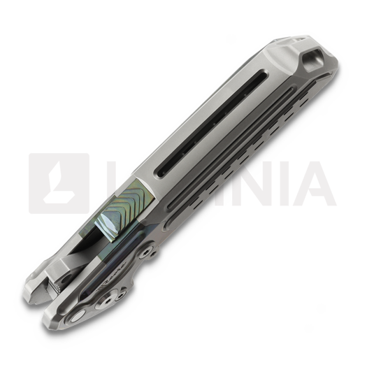Reate T600 Bead Blast Ti & Green Zirconium/BB folding knife, Frosted Satin