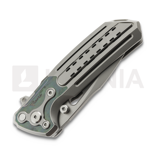 Reate T600 Bead Blast Ti & Green Zirconium/BB folding knife, Frosted Satin