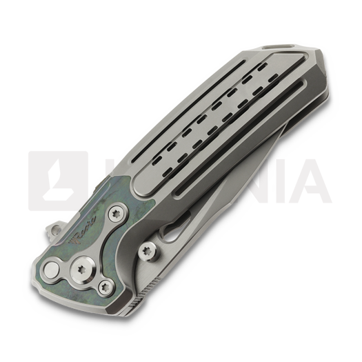 Coltello pieghevole Reate T600 Bead Blast Ti & Green Zirconium/BB, Frosted Satin