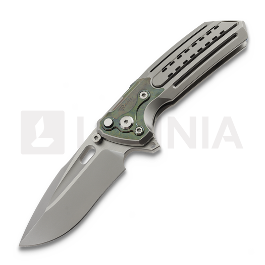 Reate T600 Bead Blast Ti & Green Zirconium összecsukható kés, Frosted Satin