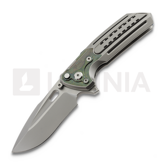 Reate T600 Bead Blast Ti & Green Zirconium kääntöveitsi, Frosted Satin
