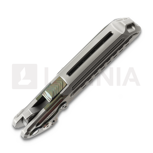 Reate T600 Bead Blast Ti & Green Zirconium sulankstomas peilis, Frosted Satin