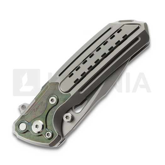 Coltello pieghevole Reate T600 Bead Blast Ti & Green Zirconium, Frosted Satin