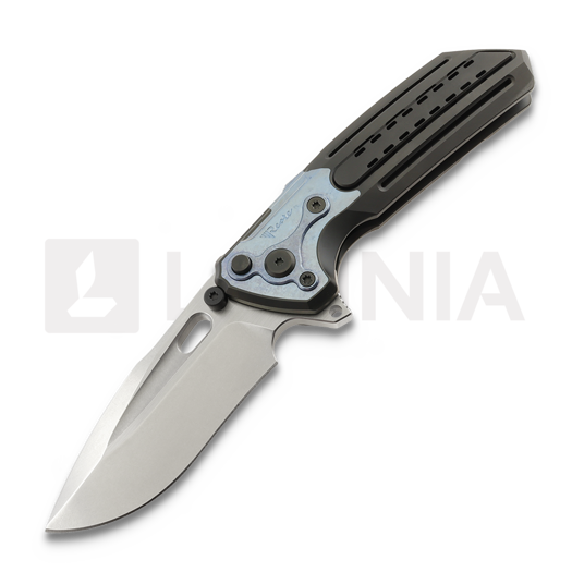 Nóż składany Reate T600 Black DLC & Blue Crystalized Ti, Stonewash