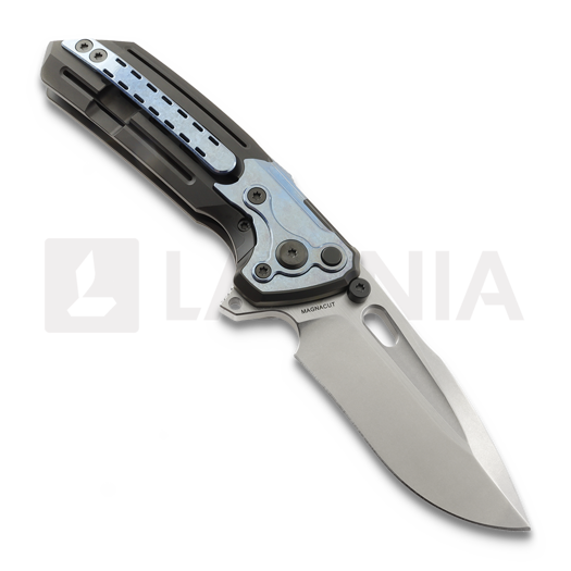 Reate T600 Black DLC & Blue Crystalized Ti sulankstomas peilis, Stonewash