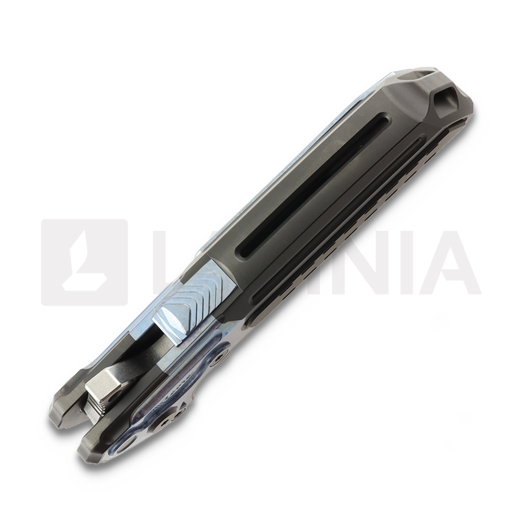 Coltello pieghevole Reate T600 Black DLC & Blue Crystalized Ti, Stonewash