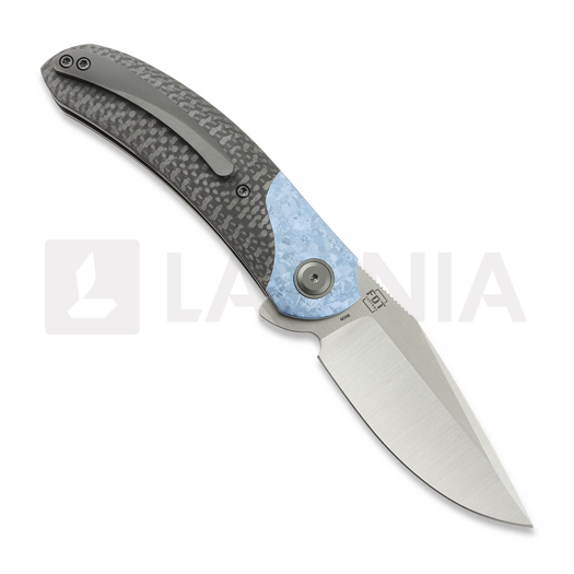 Couteau pliant Reate TF-4, Blue Crystallized Titanium & Carbon Fiber, Satin