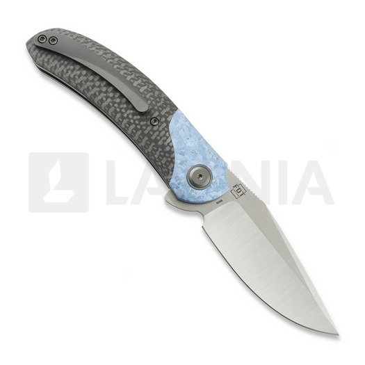 Couteau pliant Reate TF-4, Blue Crystallized Titanium & Carbon Fiber, Satin