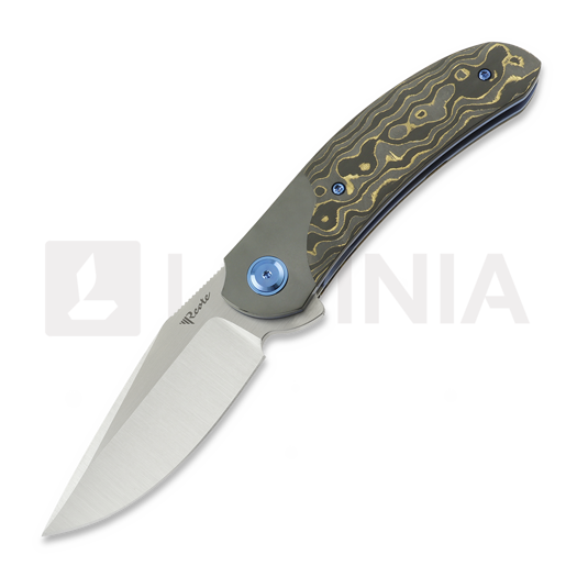 Couteau pliant Reate TF-4, Polished Zirconium & Gold Camo FatCarbon, Satin
