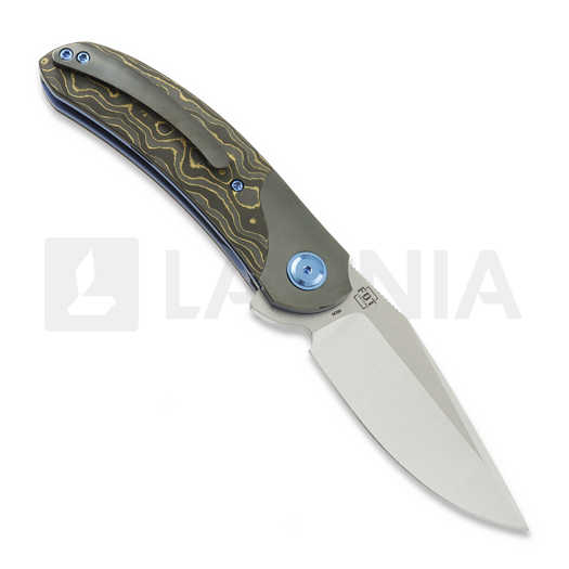 Couteau pliant Reate TF-4, Polished Zirconium & Gold Camo FatCarbon, Satin