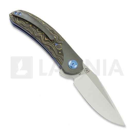 Couteau pliant Reate TF-4, Polished Zirconium & Gold Camo FatCarbon, Satin