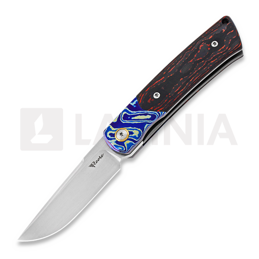 Reate Tribute Mokuti Bolster összecsukható kés, fat red carbon, satin