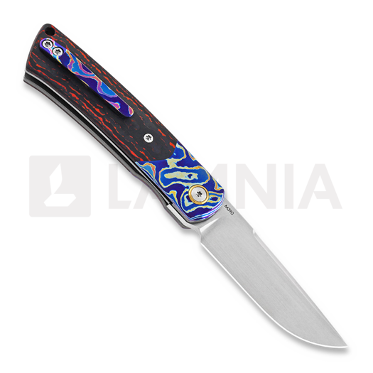 Zavírací nůž Reate Tribute Mokuti Bolster, fat red carbon, satin