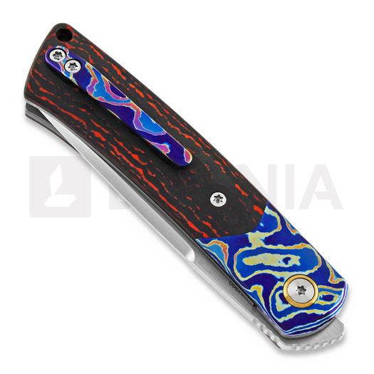 Zavírací nůž Reate Tribute Mokuti Bolster, fat red carbon, satin