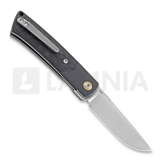 Reate Tribute Zirconium Bolster sulankstomas peilis, carbon, frosted satin