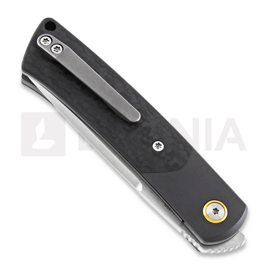 Reate Tribute Zirconium Bolster sulankstomas peilis, carbon, hand satin