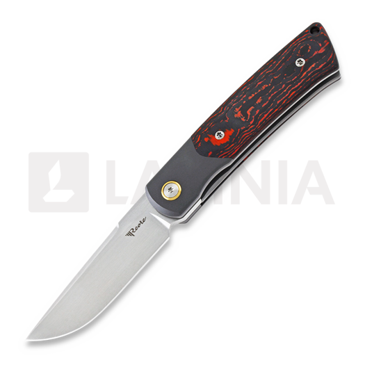 Reate Tribute Zirconium Bolster fällkniv, fat red carbon, satin