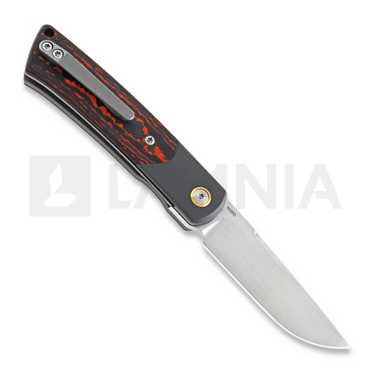 Reate Tribute Zirconium Bolster sulankstomas peilis, fat red carbon, satin