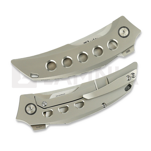Reate Velocity sulankstomas peilis, Bead Blast Titanium, Satin