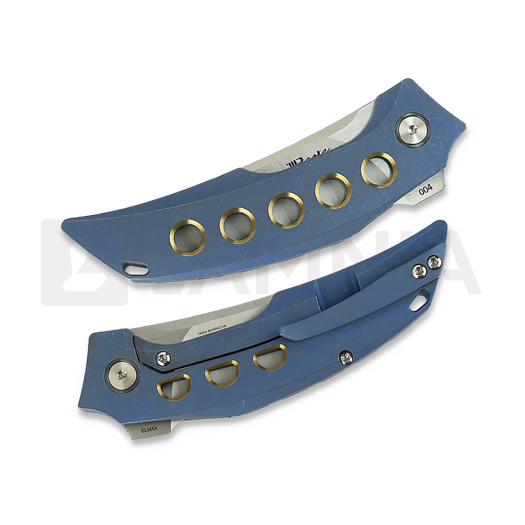 Zavírací nůž Reate Velocity, Blue Titanium/Bronze Holes, Satin